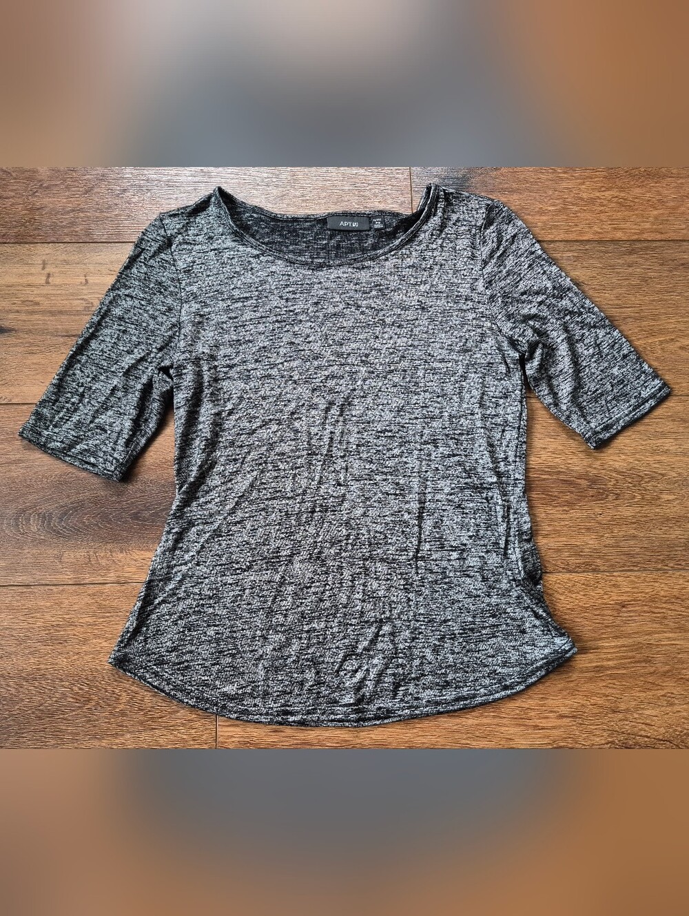 Apt 9 Half Sleeve Gray Crew Neck Blouse Top Sz Petite Small
